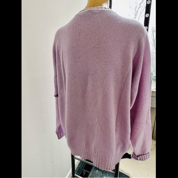VINTAGE 1990s LORO PIANA THICK CASHMERE SWEATER CREWNECK LAVENDER PURPLE XL 54 - Picture 4 of 9